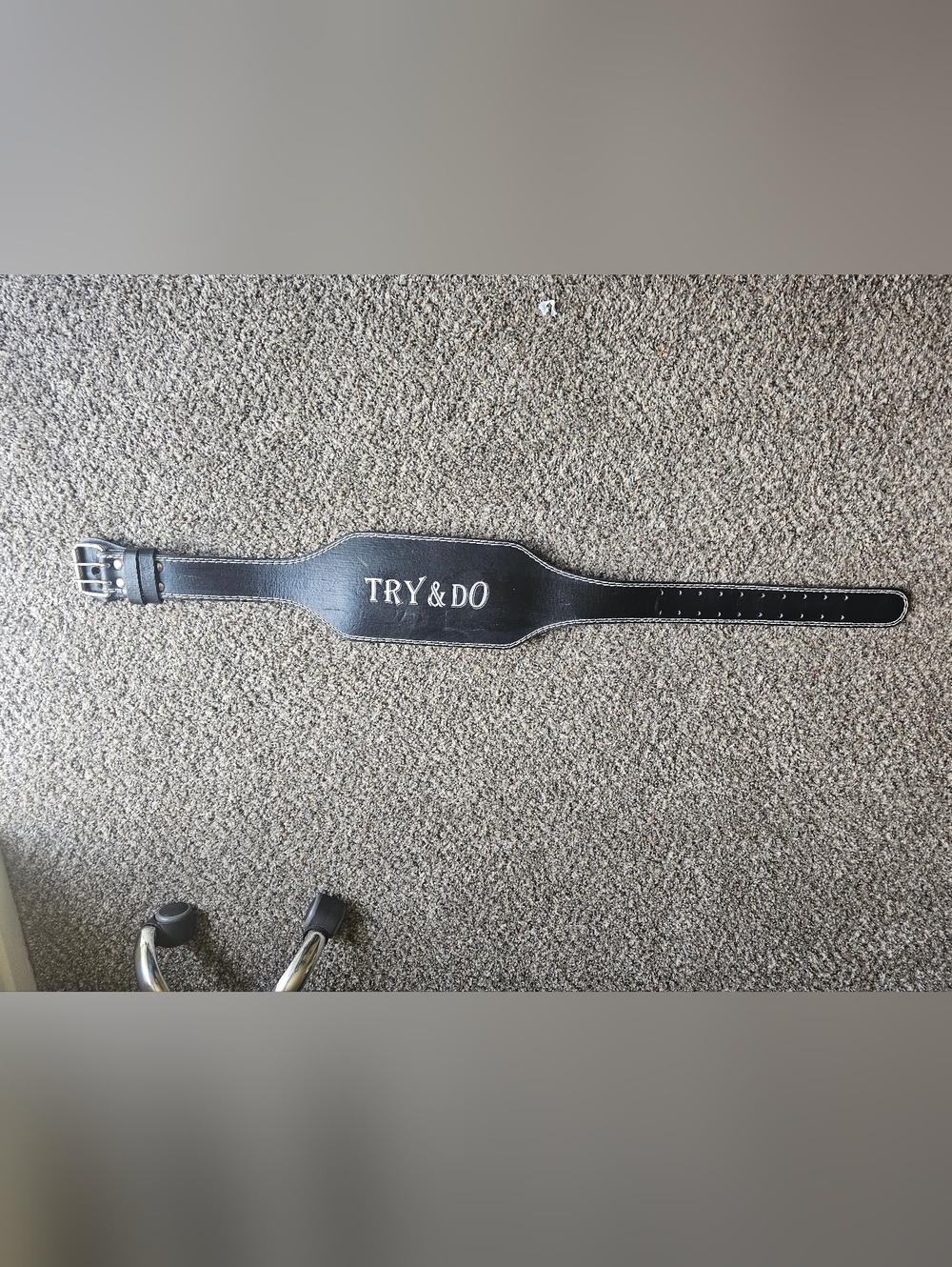 TRY & DO Black Leather Weightlifting Belt